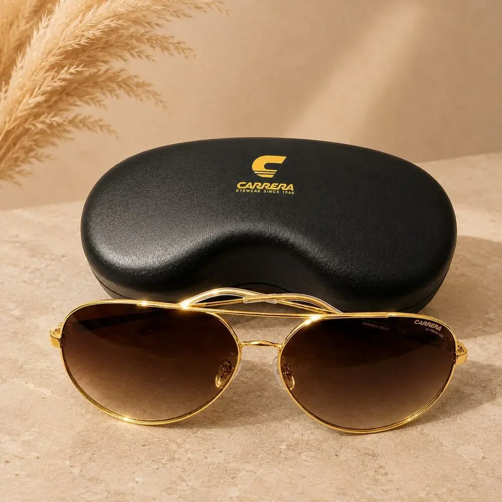 Carrera 3005/S Gold Pilot Aviator Sunglasses Brown Gradient Lenses